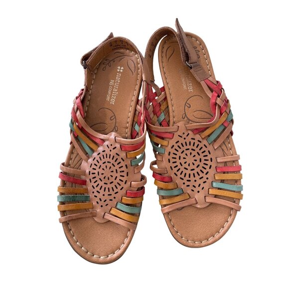 Naturalizer Wendy Sandals Size 9 Huarache Leather Comfort N5 Light Cushion Boho - Picture 1 of 8